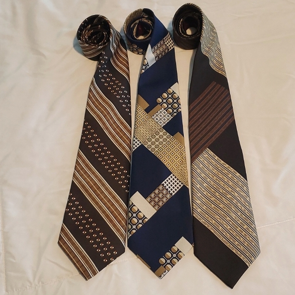 Set of 3 Vintage Irving Baron Ties, wide style.